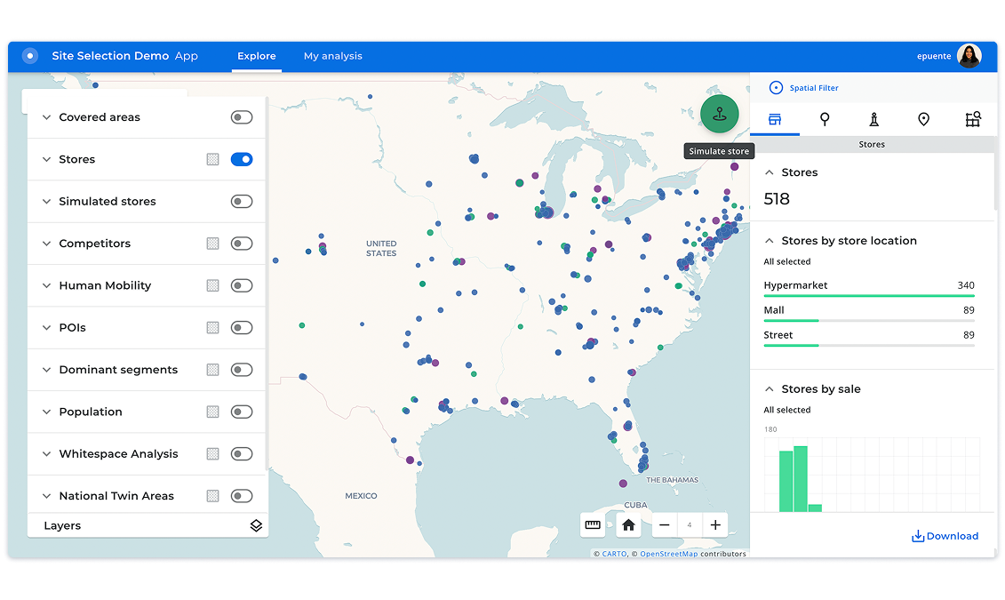 Predict performance with the site selection app